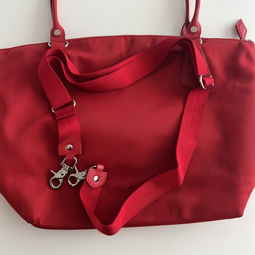 MZ Wallace Chelsea Red Tote With Pouch And Crossbody Strap - Picture 7 of 16